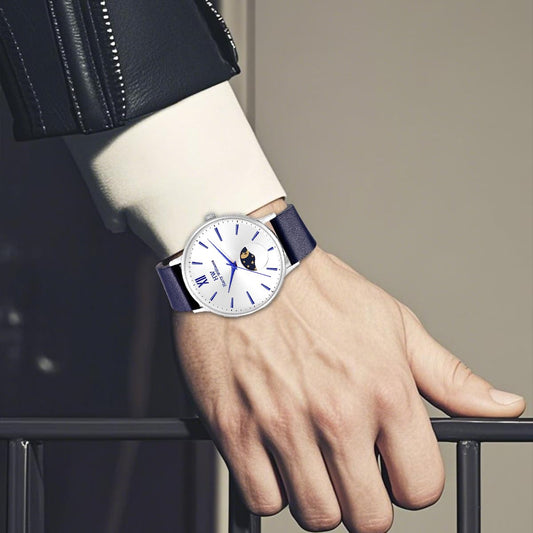 Stainless Steel Quartz Men's Moon Phase Watch