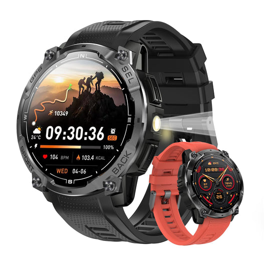 AMOLED GPS Smartwatch Flashlight Compass Call