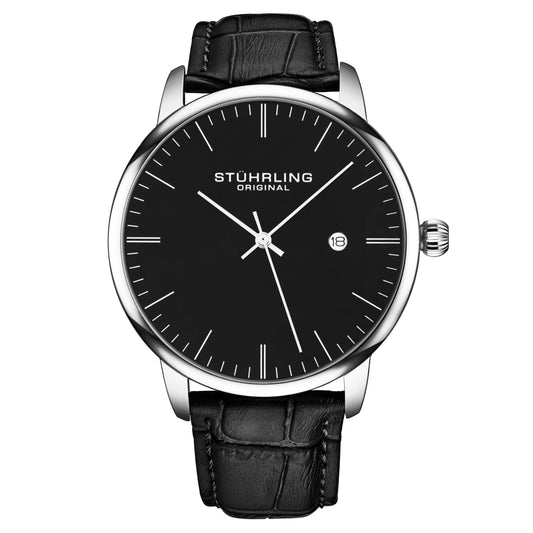 Ultra Slim Quartz Men's Dress Watch 40mm Black Dial