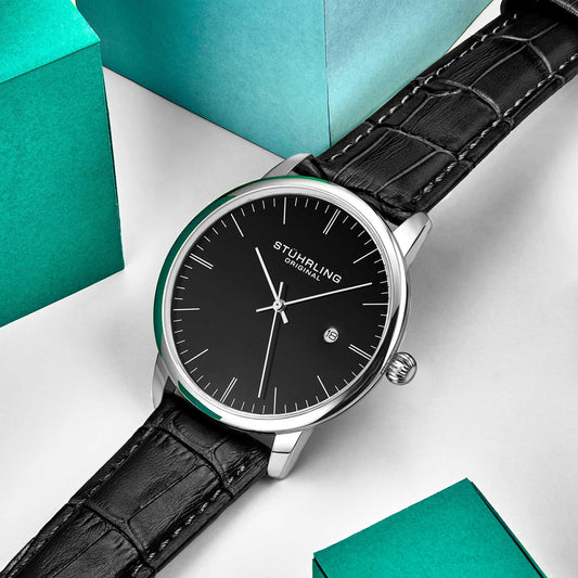 Ultra Slim Quartz Men's Dress Watch 40mm Black Dial